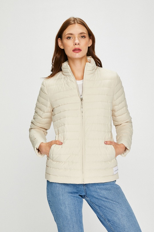 Calvin Klein Jeans - geacă de puf cu două fețe necaptusit bej J20J207785