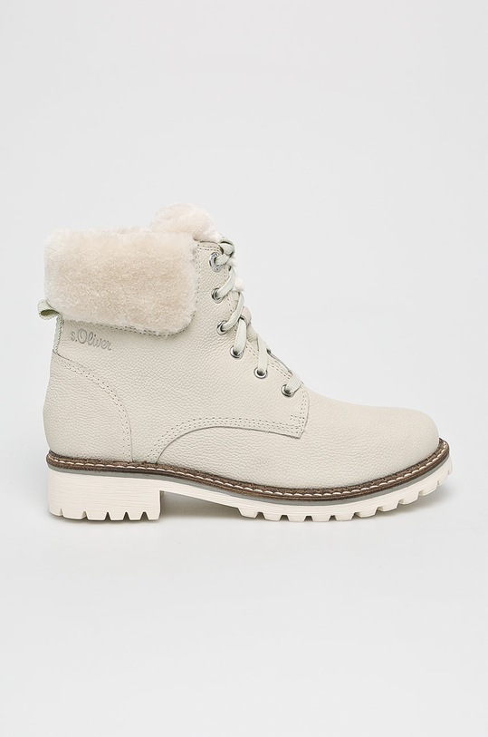 s. Oliver - Čižmy usňová koža biela 5.5.25216.21