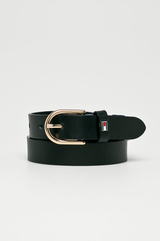 Tommy Hilfiger - Kožený opasok čierna AW0AW05895