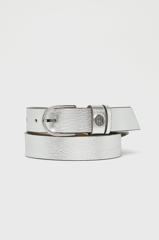 Tommy Hilfiger - Kožený opasok strieborná AW0AW05884