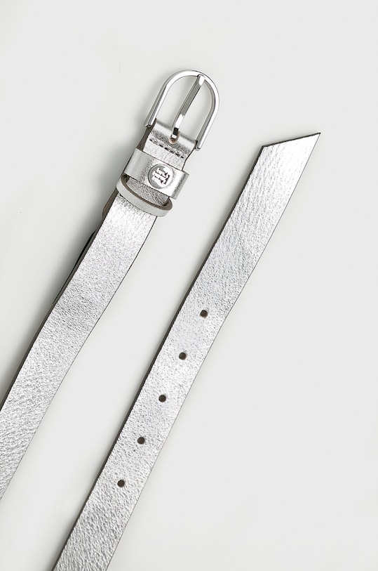 Tommy Hilfiger - Kožený opasok AW0AW05884 strieborná AW18