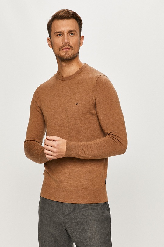 Calvin Klein - Pulover de lana subtiri bej K10K102727
