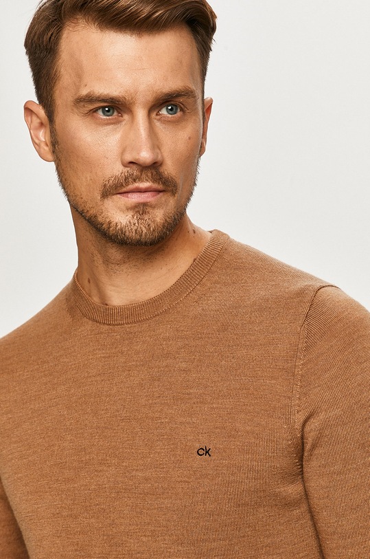 Calvin Klein - Pulover de lana bej K10K102727