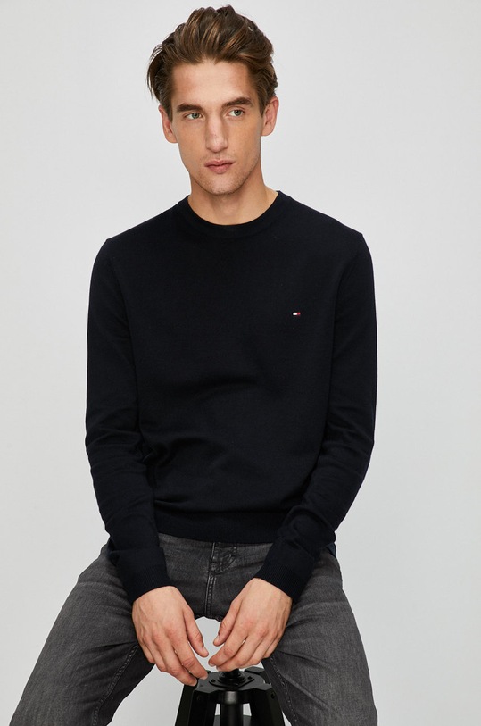 Sveter Tommy Hilfiger okrúhly tmavomodrá MW0MW04978