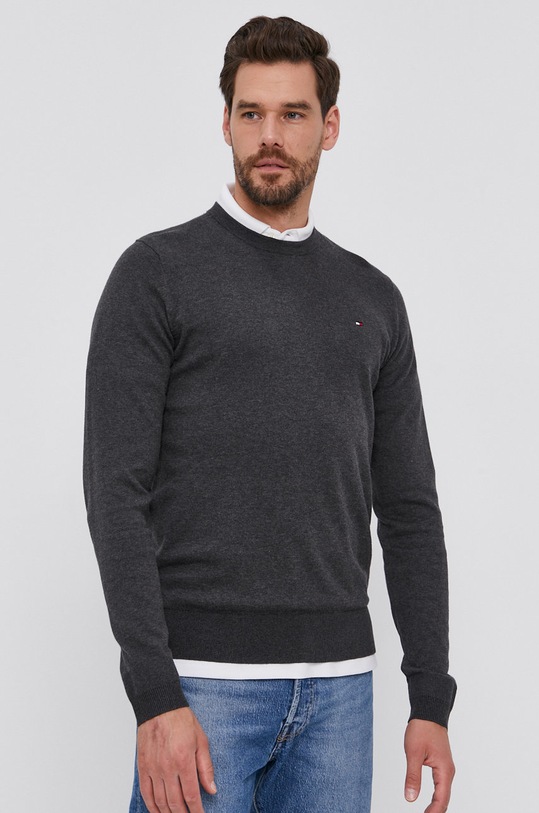 Svetr Tommy Hilfiger kulatý šedá MW0MW04978