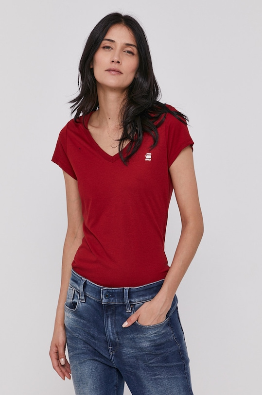 G-Star tricou uni burgundia D04434.2757
