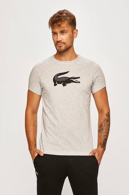 Lacoste - Pánske tričko okrúhly sivá TH3377