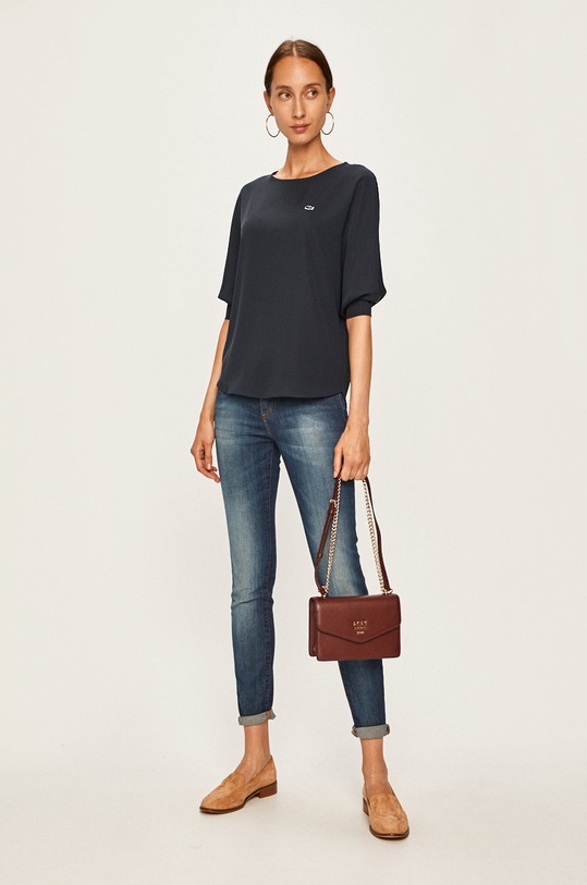 Lacoste - Blúzka s elastanom tmavomodrá QF2007