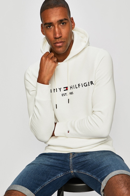 Tommy Hilfiger - Μπλούζα με κουκούλα λευκό MW0MW10752