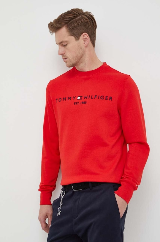 Tommy Hilfiger Суичър без качулка червен MW0MW11596
