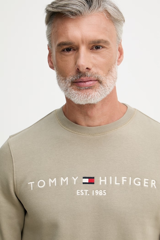 Tommy Hilfiger μπλούζα ανδρική με βαμβάκι πράσινο MW0MW11596