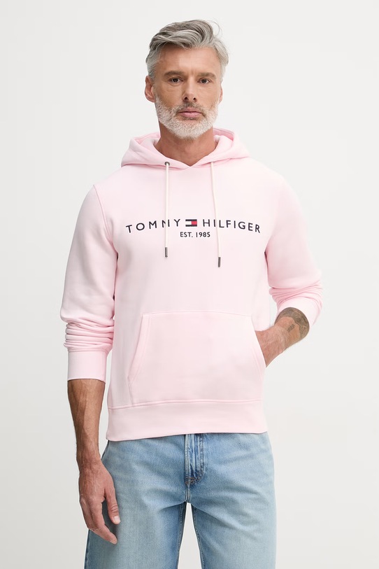 Tommy Hilfiger mikina s kapucňou pánska s bavlnou ružová MW0MW11599