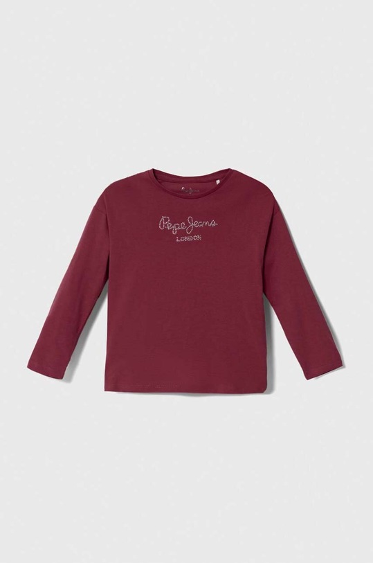 Pepe Jeans longsleeve bawełniany dziecięcy aplikacja bordowy PG502319