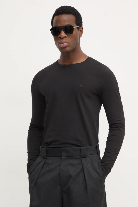 Tommy Hilfiger longsleeve bawełna czarny MW0MW10804