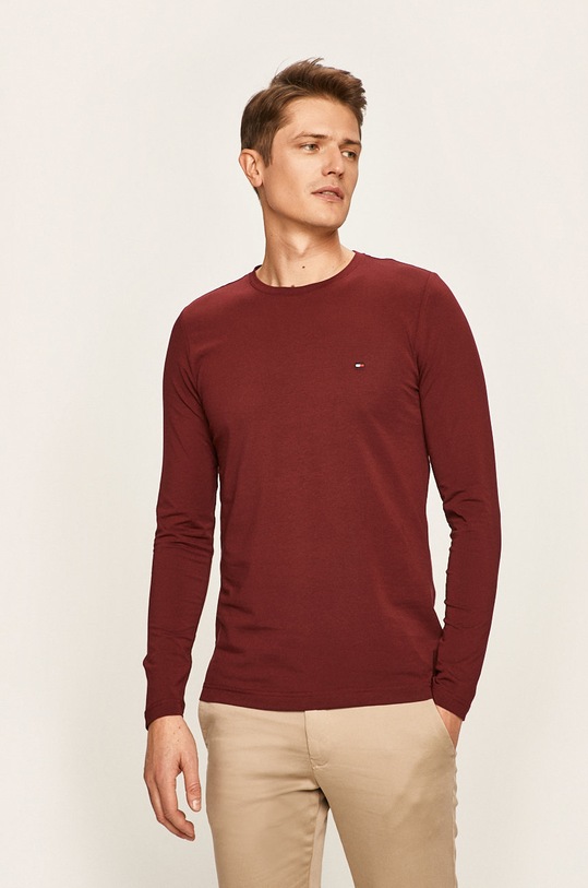 Tommy Hilfiger - Longsleeve βαμβάκι μπορντό MW0MW10804