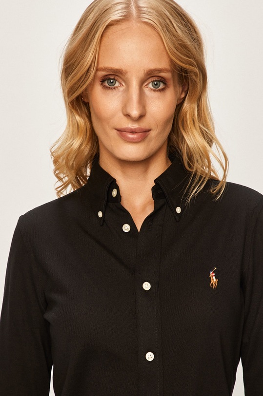 Βαμβακερό πουκάμισο Polo Ralph Lauren 211664427010 μαύρο