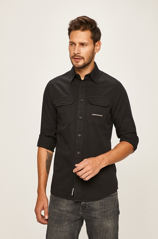 Calvin Klein Jeans - Košile hladký černá J30J313140