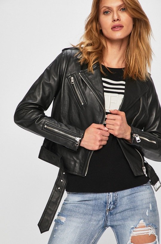 Calvin Klein Jeans - Geaca de piele cu captuseala negru J20J211544