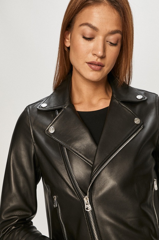 Calvin Klein - Bőrdzseki K20K201429 fekete