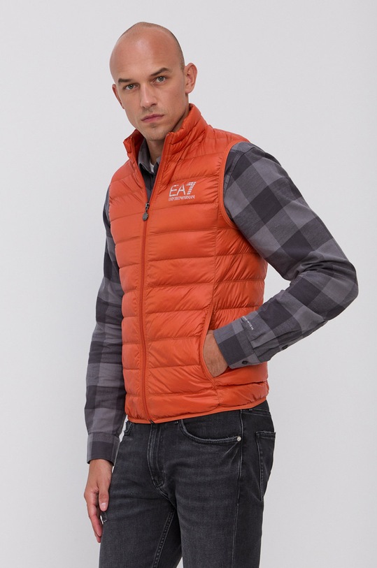 EA7 Emporio Armani bezrękawnik puchowy bez kaptura pomarańczowy PN29Z.8NPQ01