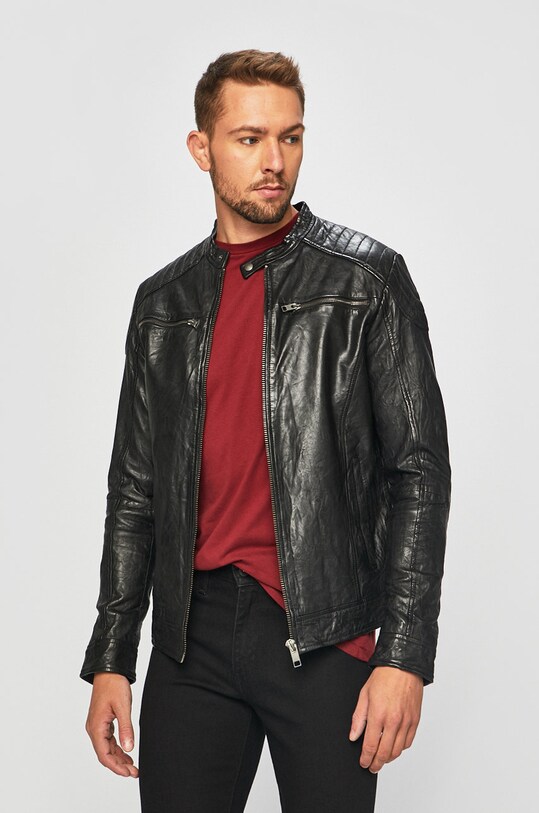 Jack & Jones - Geaca de piele cu captuseala negru 12161382