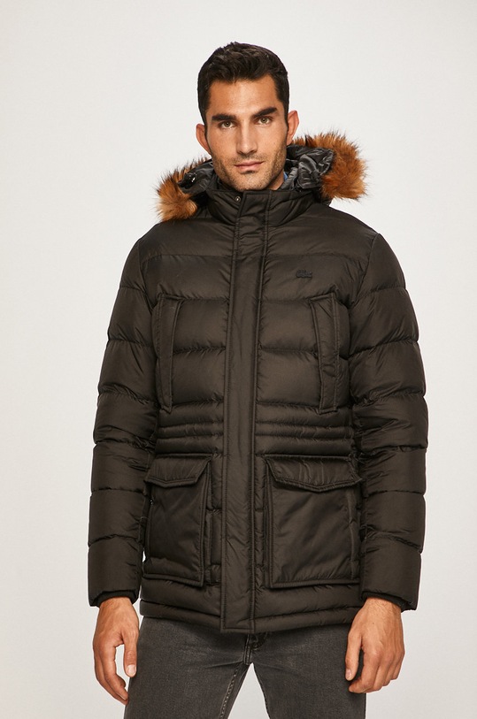 Lacoste - Geaca de puf cu captuseala negru BH2091
