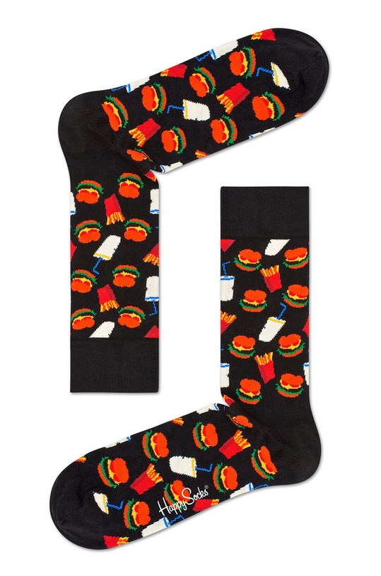 Happy Socks - Ponožky Hamburger dlouhé ponožky černá HAM01.9000.D