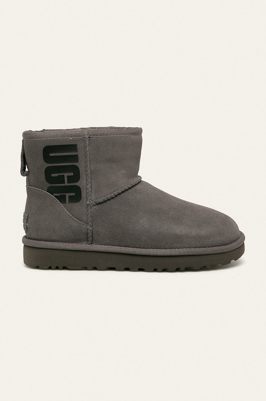 UGG - Bocanci de piele Classic Mini Ugg Rubber Logo izolat gri 1108231