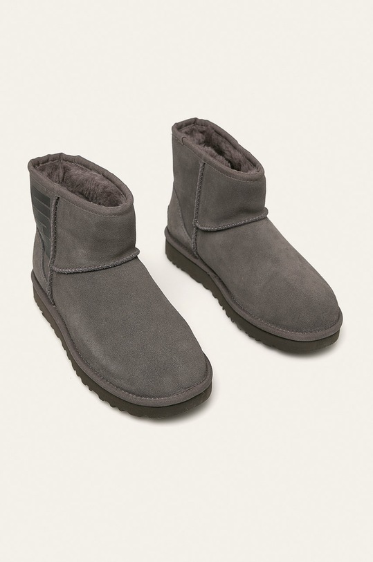 UGG - Bocanci de piele Classic Mini Ugg Rubber Logo 1108231 gri AW20