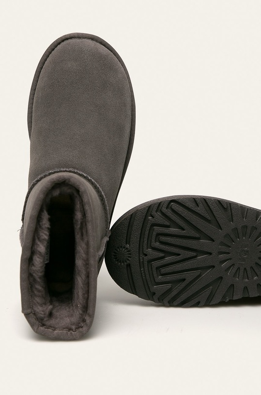 UGG - Bocanci de piele Classic Mini Ugg Rubber Logo gri 1108231