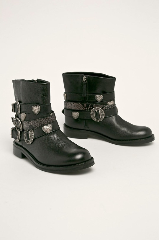 Twinset - Cizme de piele 192TCT02C.S11615 negru AW19