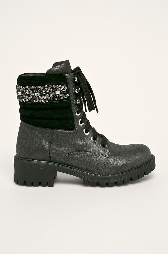 Twinset - Bocanci de piele neizolat negru 192TCT066.S11410