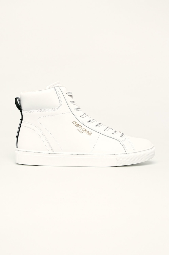 Roberto Cavalli Sport - Ghete de piele plată alb JYX27Y.FT038