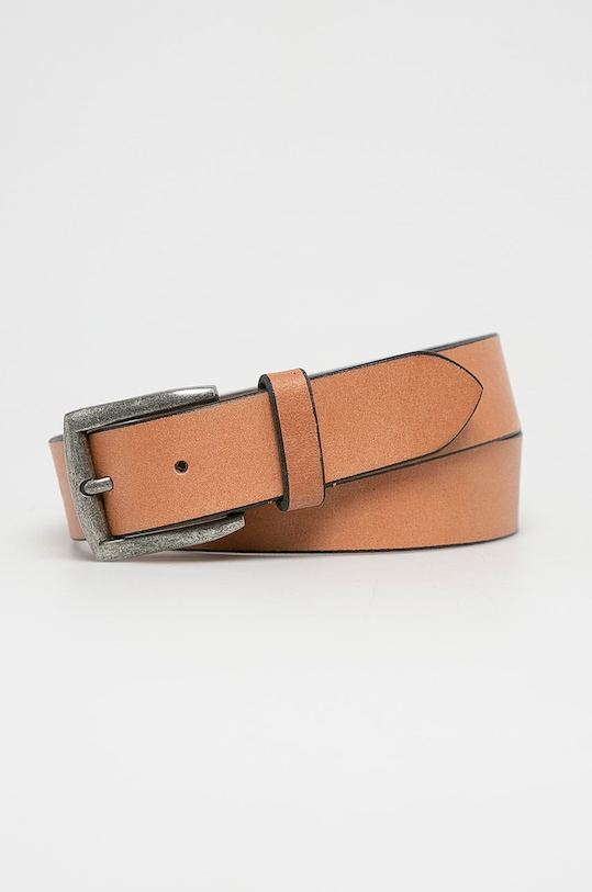 Pieces - Pasek skórzany różowy 17077744