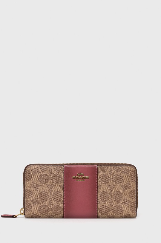 Coach Portfel skórzany 73739 Slim Accordion Zip skóra licowa brązowy 73739