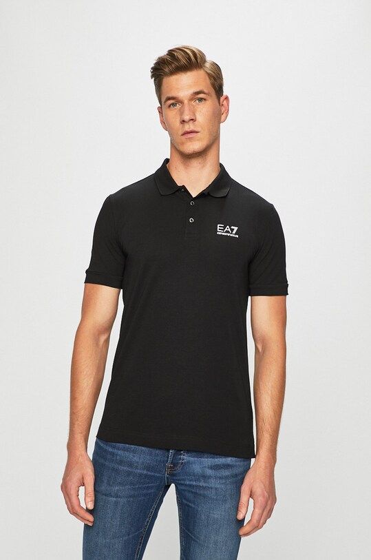 EA7 Emporio Armani - Polo PJM5Z.8NPF04 z elastanem czarny PJM5Z.8NPF04