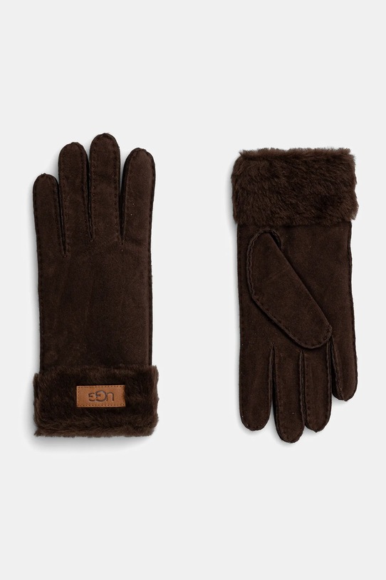 Semišové rukavice UGG semišová kůže hnědá 17369