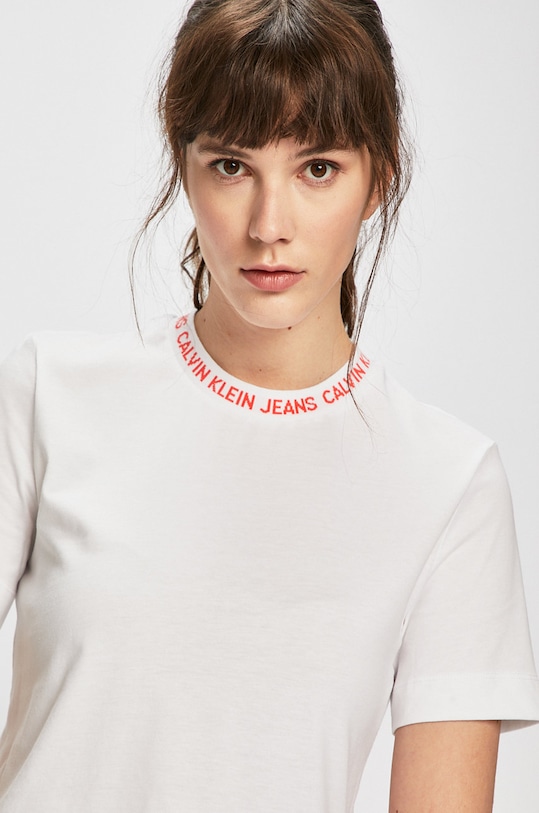 Calvin Klein Jeans - Top uni alb J20J211516