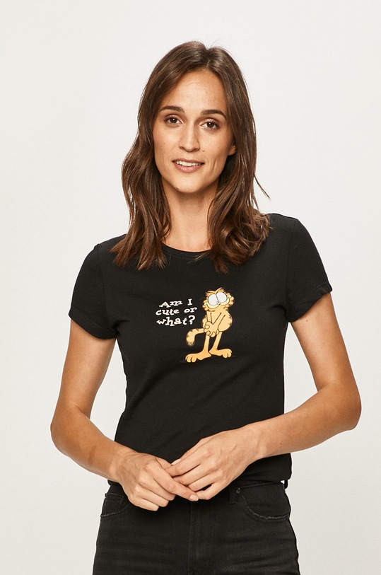 Only - T-shirt pamut fekete 15194016