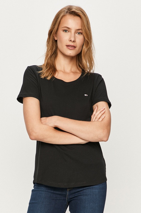 Tommy Jeans - Tričko kulatý černá DW0DW06901