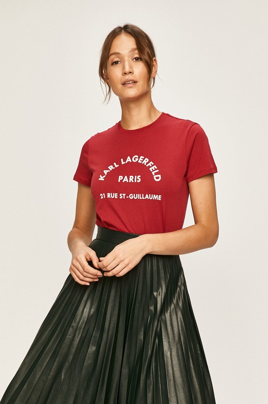 Karl Lagerfeld - Tricou print burgundia 96KW1730