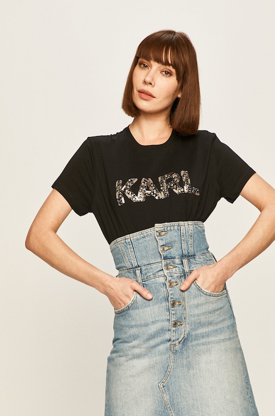 Karl Lagerfeld - Tricou print negru 96KW1710