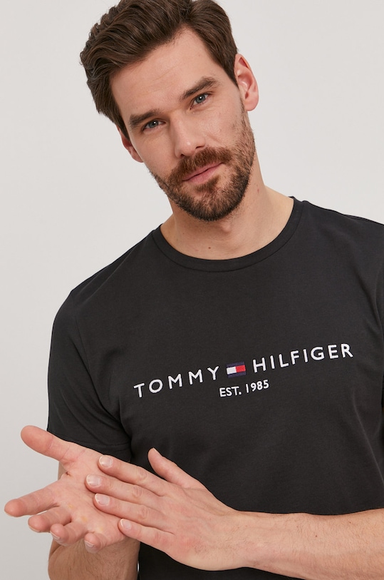 Tommy Hilfiger - T-shirt MW0MW11465 nadruk czarny MW0MW11465