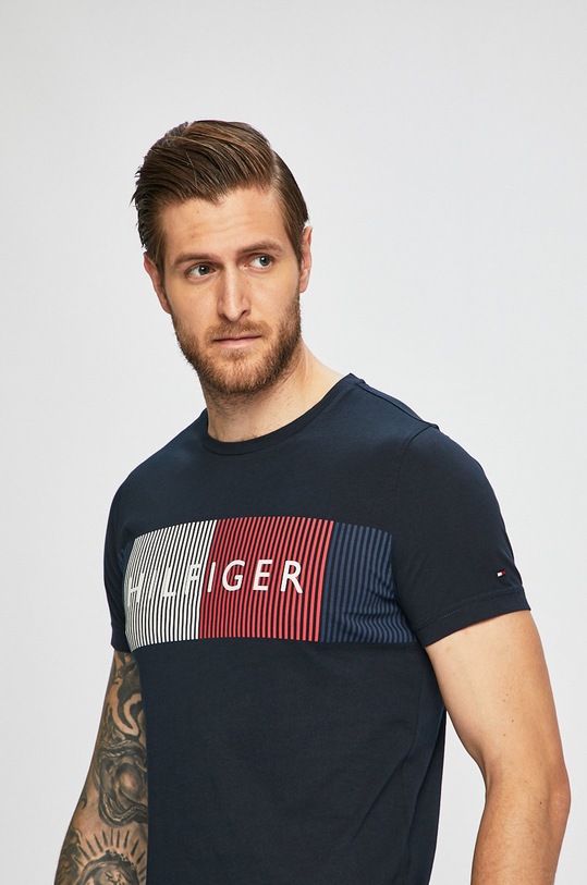 Tommy Hilfiger - Pánske tričko bavlna tmavomodrá MW0MW10829