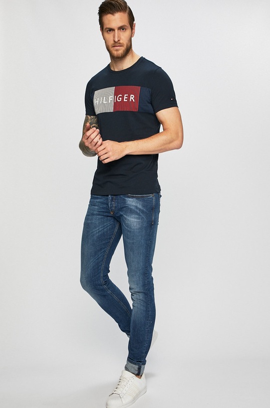 Tommy Hilfiger - Pánske tričko MW0MW10829 tmavomodrá AW19