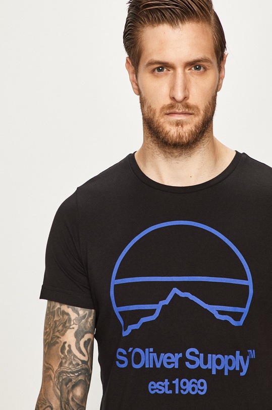 s. Oliver - Pánske tričko bavlna čierna 13.908.32.7653