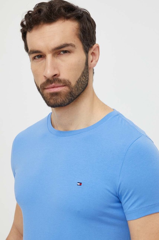 Tommy Hilfiger t-shirt z elastanem niebieski MW0MW10800
