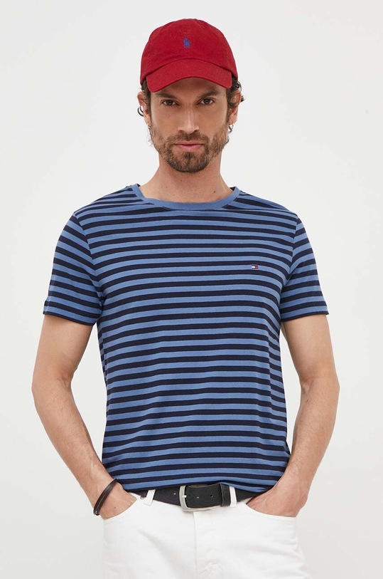 Tommy Hilfiger t-shirt z elastanem granatowy MW0MW10800