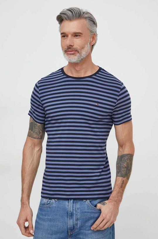 Tommy Hilfiger t-shirt z elastanem granatowy MW0MW10800