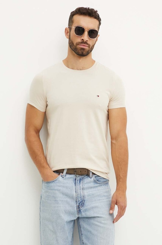 Tričko Tommy Hilfiger slim béžová MW0MW10800